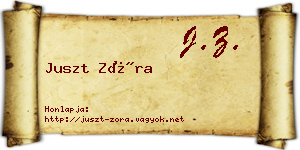 Juszt Zóra névjegykártya